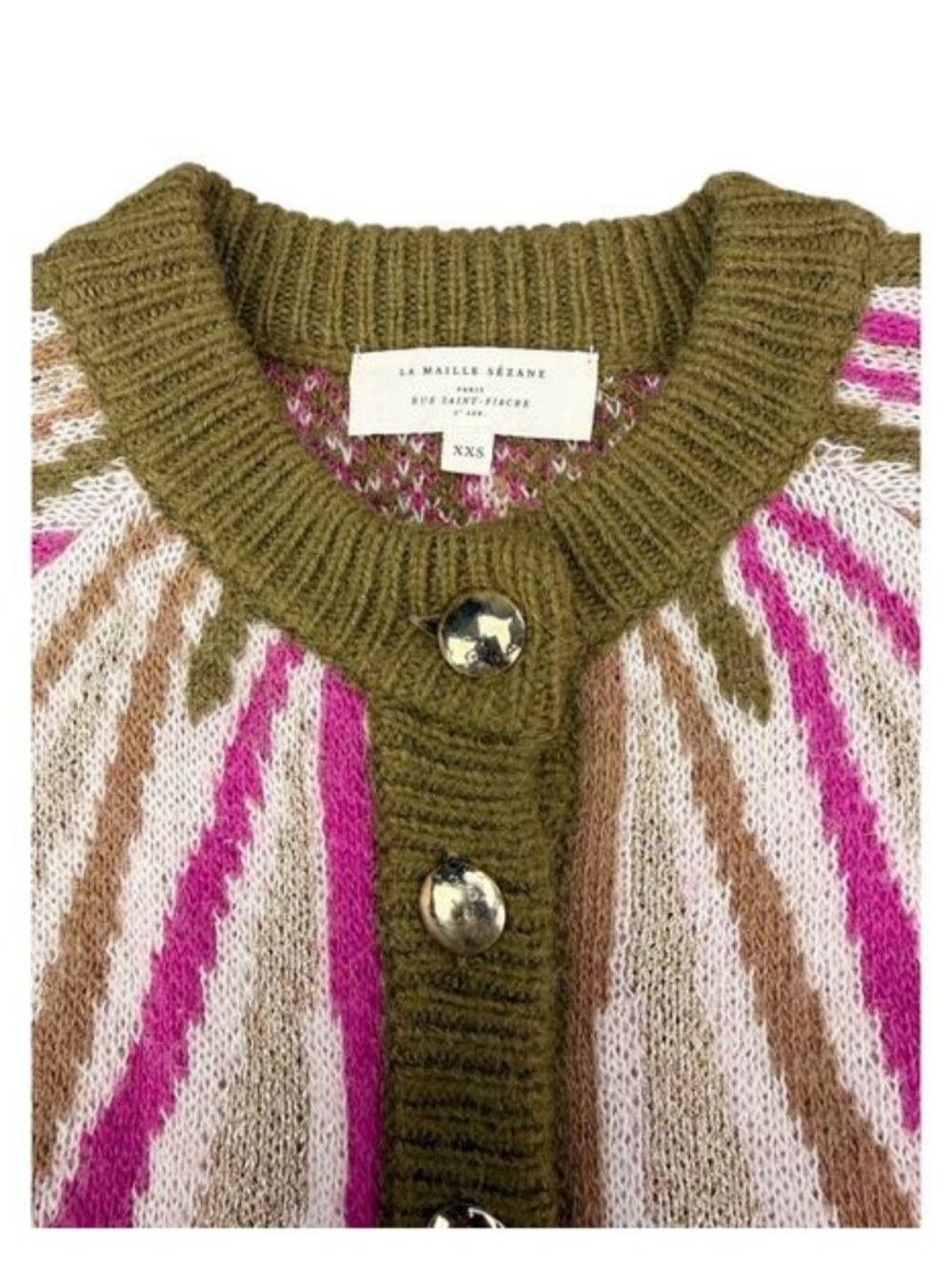 SEZANE Hamel Alpaca Jacquard Knit Cardigan Size XXS - Picture 8 of 11